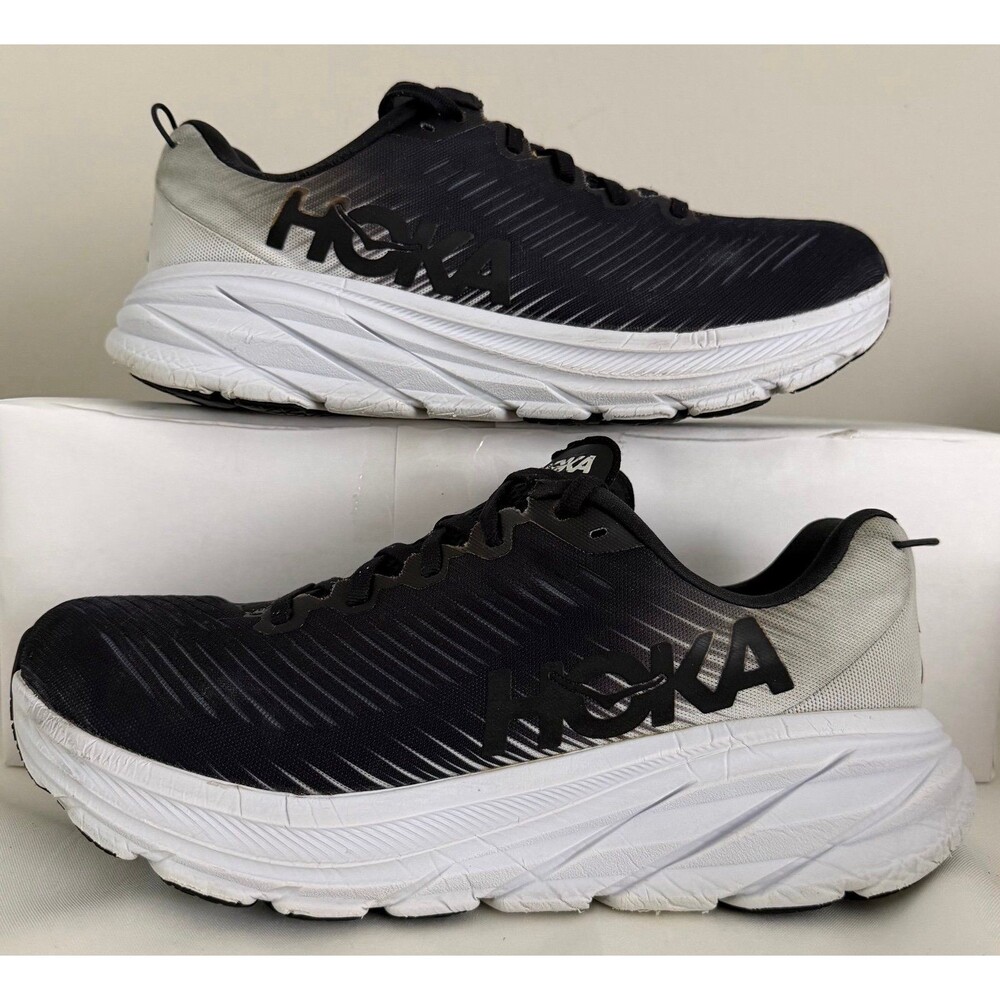 Hoka One One Men’s Rincon 3 Wide Black & White Running Shoes - Size 9.5 2E